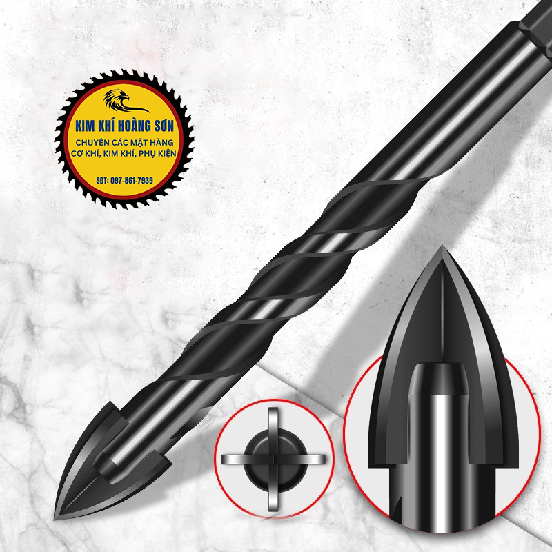 Mũi khoan đa năng chuôi lục giác 6/8/10/12mm, Mũi khoan Lion Tools kính đá gạch men cao cấp 4 cạnh, đầu nhọn độ cứng cao