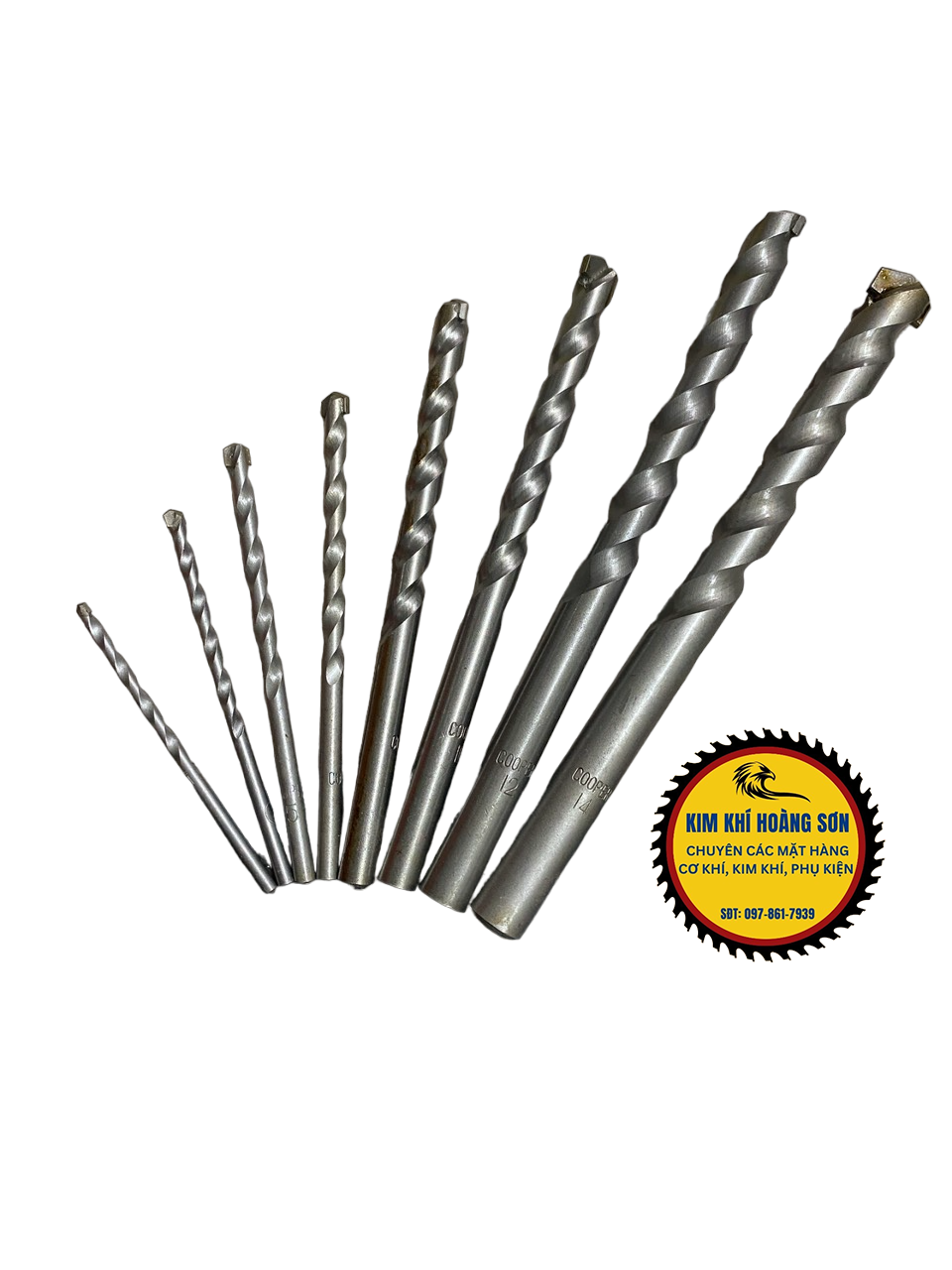 Mũi khoan bê tông 2 cạnh kích thước 3 - 14mm, Mũi khoan tường 2 chấu Mỹ Nicholson chuôi trụ phủ Titanium chịu lực tốt