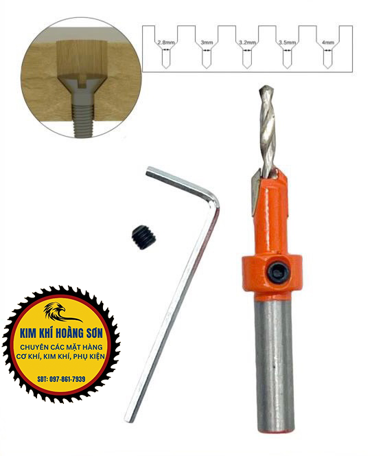 Mũi khoan mồi âm vít gỗ 2 tầng 3-4mm chất liệu thép cứng cao cấp, Mũi khoét âm hợp kim loạt tốt