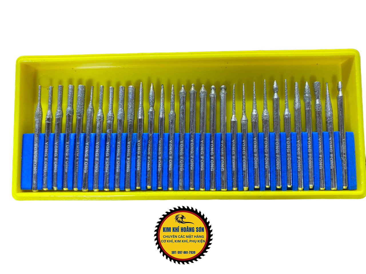 Bộ 30 Mũi Mài Điêu Khắc YONG FONG Cán 3mm, Mũi Mài Khắc Đầu Phủ Kim Cương Dùng Cho Máy Mini Cầm Tay