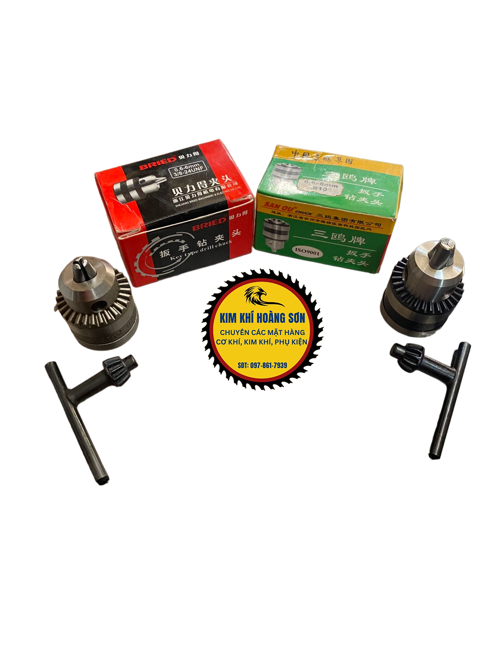 Đầu kẹp mũi khoan măng ranh chuôi ren - côn 6mm kẹp mũi khoan đường kính từ 0.6mm đến 6mm, có khóa mở đi kèm