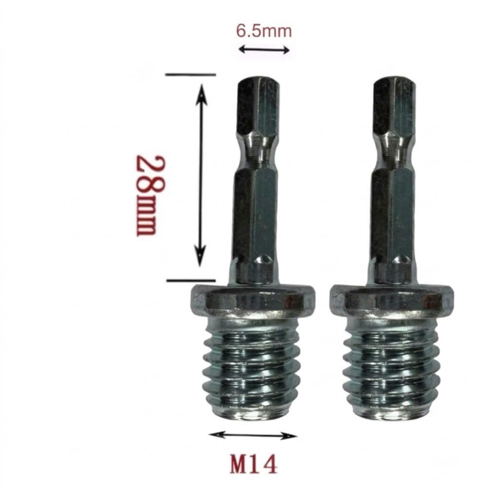 Đầu chuyển máy khoan thành máy cắt mài ti gắn đĩa chà nhám chuôi tròn 8mm, lục giác 6.3mm M10 - M14