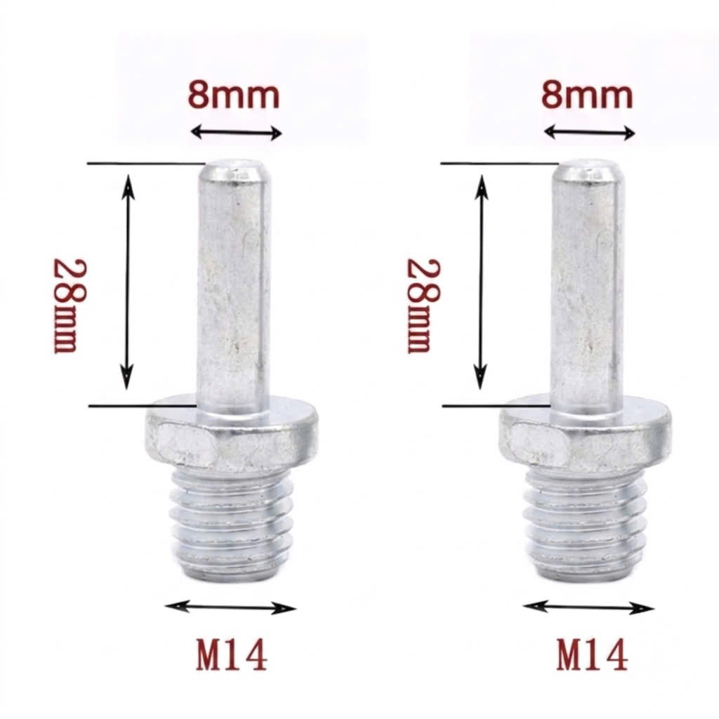 Đầu chuyển máy khoan thành máy cắt mài ti gắn đĩa chà nhám chuôi tròn 8mm, lục giác 6.3mm M10 - M14