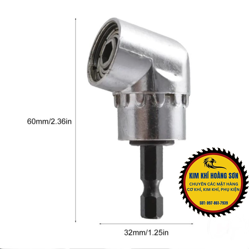 Đầu Chuyển Hướng Khoan Bắt Vít Góc Hẹp Chân Lục Giác 6.35mm Cho Máy Bắn Vít, Máy Khoan