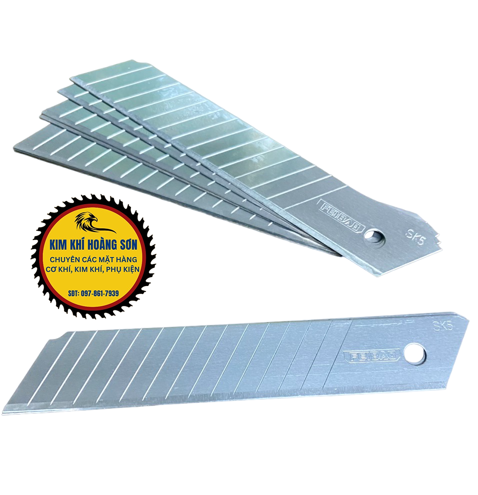 Lưỡi dao rọc giấy lớn dài 100mm hộp 10 lưỡi dao, Lưỡi dao trổ to cắt giấy FEIBAO chất liệu thép tốt