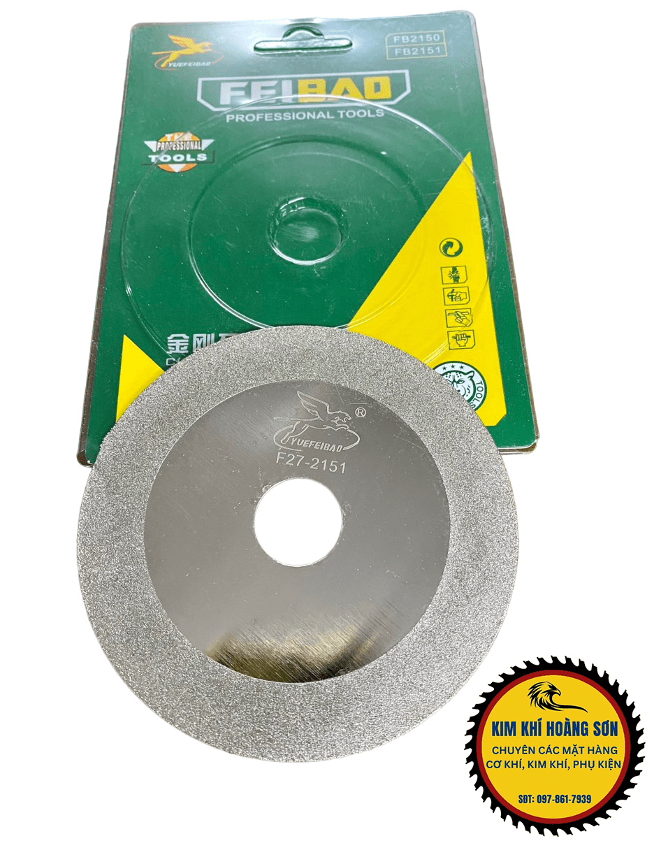 Đá cắt kính đỏ, xanh FEIBAO 100mm, Lưỡi mài kính 2 mặt phủ kim cương lỗ trục 20mm lớp cắt siêu mịn
