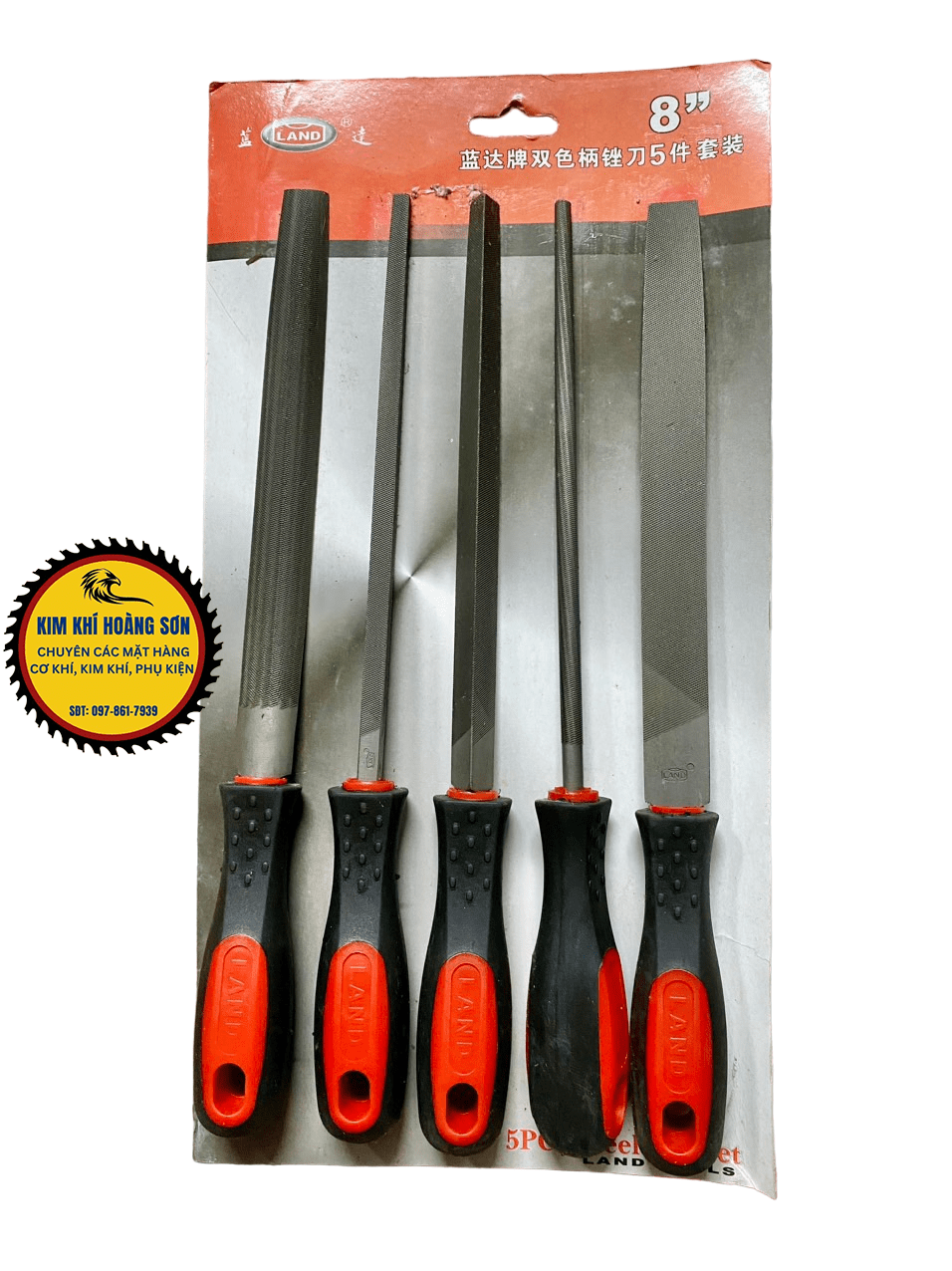 Bộ dũa 5 cây 200mm/8" LAND nhiều hình dạng có tay cầm nhựa chắc chắn hạn chế trơn trượt, đảm bảo an toàn, độ bền cao