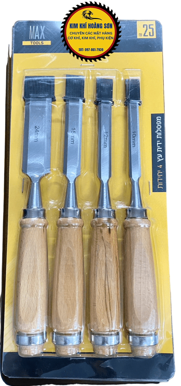 Bộ 4 mũi đục gỗ cầm tay MAXTOOL kích thước 10/12/15/24mm có độ bền, chịu lực cao tránh cong vênh, đảm bảo an toàn