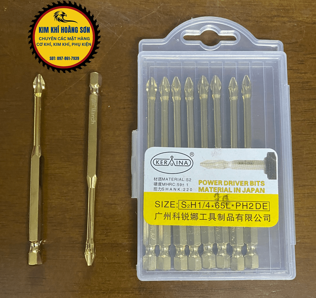 Mũi bắn vít S2 thiết kế chống trượt, từ tính cao, đầu 4 chấu PH2 chuôi lục giác, dài 65mm 90mm 150mm