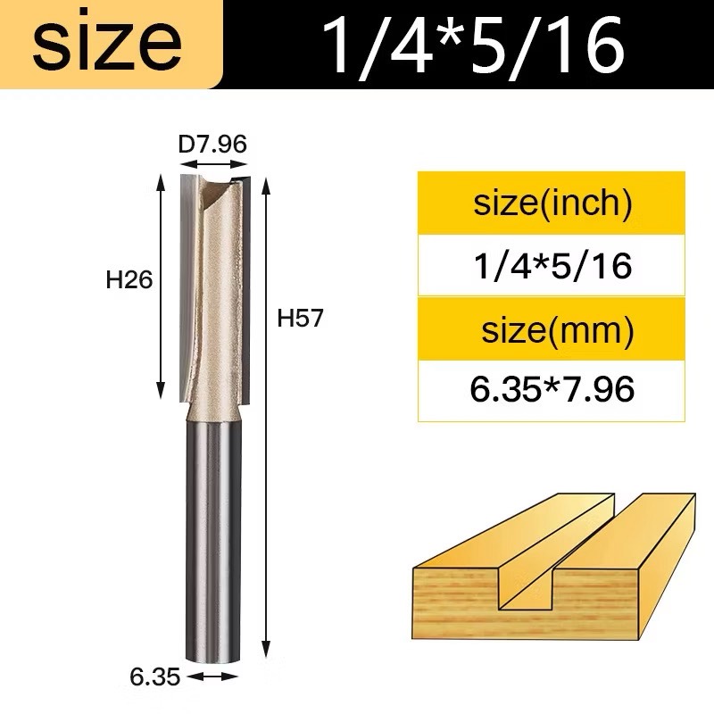 Mũi soi gỗ thẳng CNC lấy nền, Mũi phay gỗ TIDEWAY cốt 6.3mm và 12.7mm sử dụng cho máy phay, máy cắt CNC