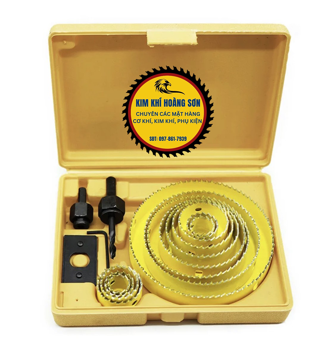 Bộ mũi khoan khoét lỗ tròn gỗ thạch cao, khoét trần cao cấp 16 chi tiết dùng trong thi công nội thất