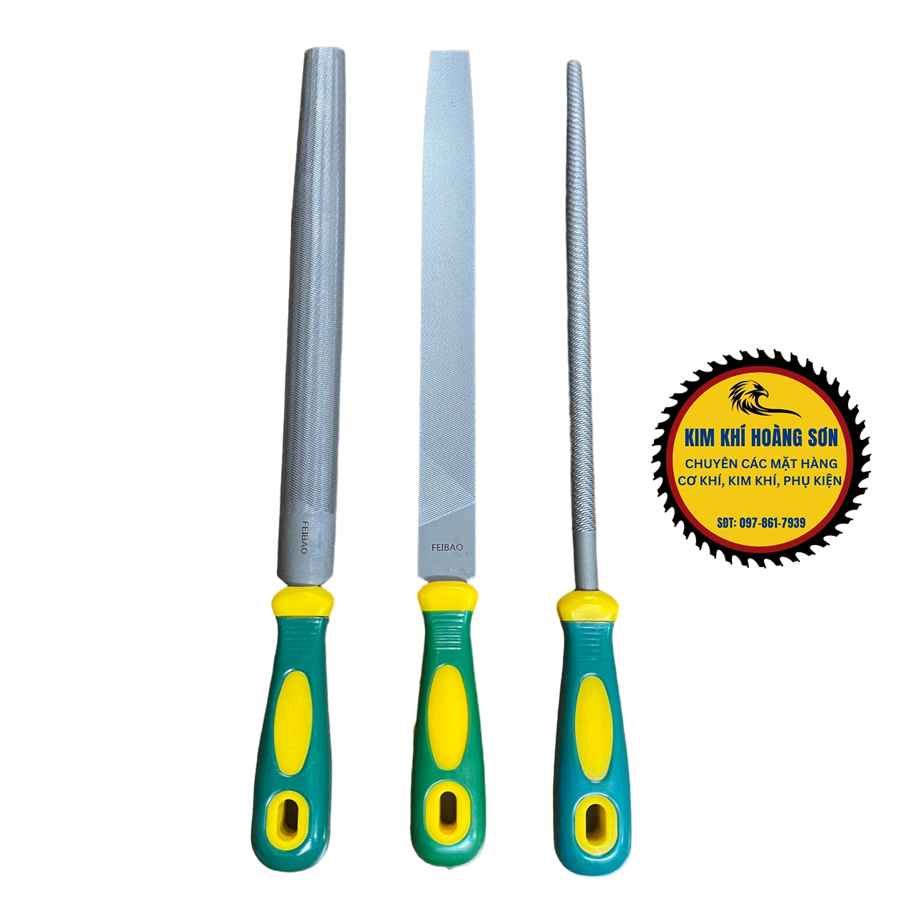 Dũa mài kim loại FEIBAO thép nguyên khối T12 size 8'' 10'' 12" tay cầm bọc nhựa TPR chống trơn trượt