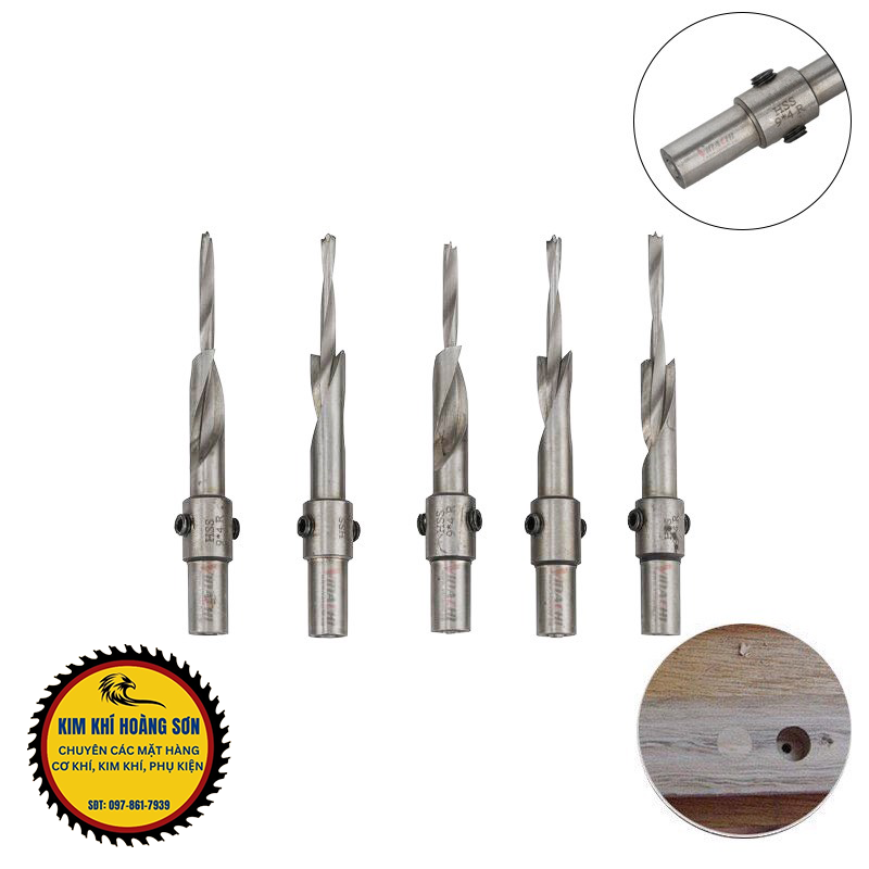 Mũi khoan gỗ 2 tầng có đầu nhọn định tâm chiều dài 70/100mm lắp máy khoan đầu kẹp chuôi 10mm