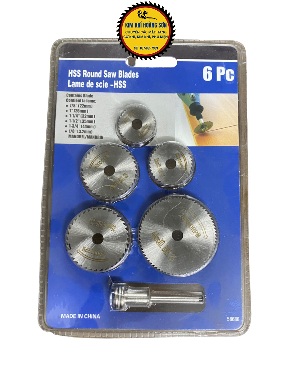 Lưỡi cắt mini bộ lưỡi cưa gỗ 6 chi tiết thép gió HSS đường kính từ 22mm - 50mm cán trục 3.2mm gắn máy khoan cầm tay