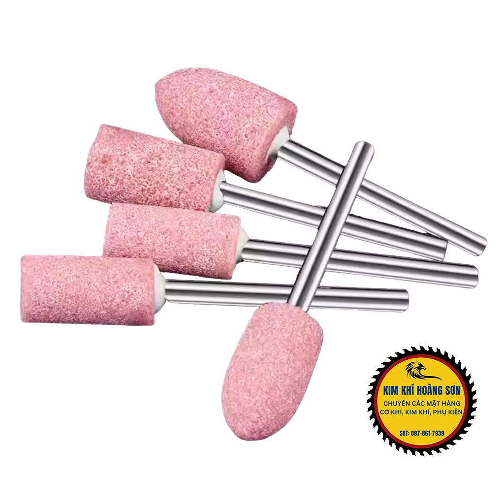 Combo 10 Mũi đá mài hồng mini size 6 - 10mm hình trụ, hình nón cán 3mm lắp máy khoan, máy mài khuôn