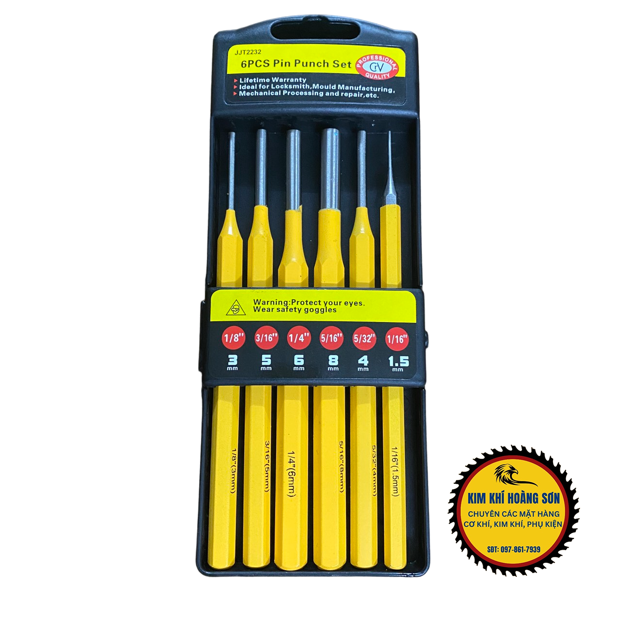 Bộ đột sắt, đục sắt lỗ tròn 6 chi tiết chất liệu thép CR-V cao cấp chuyên dụng trong ngành cơ khí