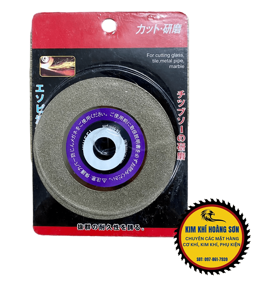 Đá cắt kính đỏ, xanh FEIBAO 100mm, Lưỡi mài kính 2 mặt phủ kim cương lỗ trục 20mm lớp cắt siêu mịn
