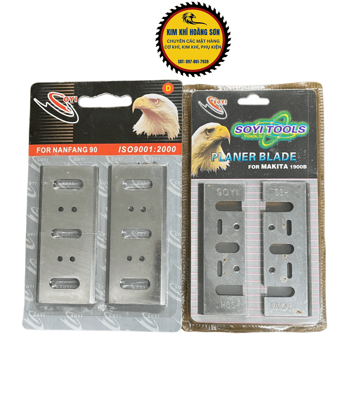 Bộ 2 lưỡi bào máy bào gỗ Makita 1900B, 90-2 thương hiệu SOYI dài 82mm hợp kim thép siêu bền