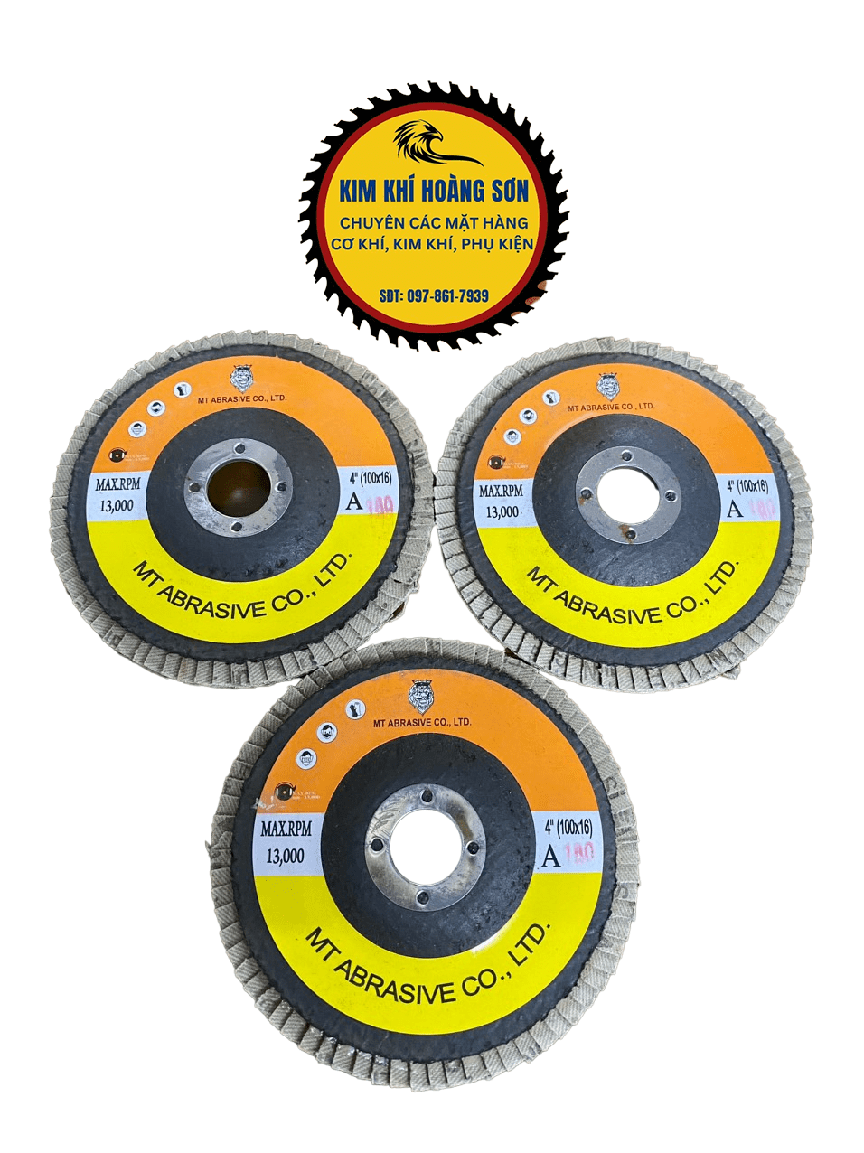 Nhám xếp ráp xếp MT 100mm lỗ trục 16mm độ cát 80 đến 180, mài mòn, đánh bóng các bề mặt gỗ, kim loại