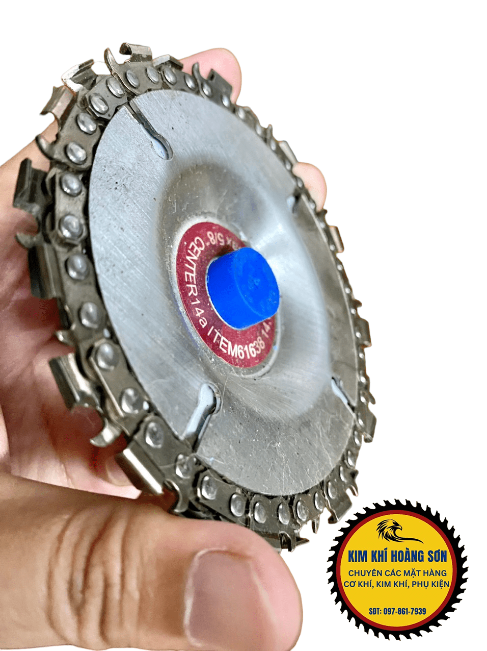Đĩa cưa xích, lưỡi cưa xích cắt gỗ trục 16mm, chất liệu thép không gỉ siêu cứng, phay phá gỗ đa năng gắn máy mài cầm tay