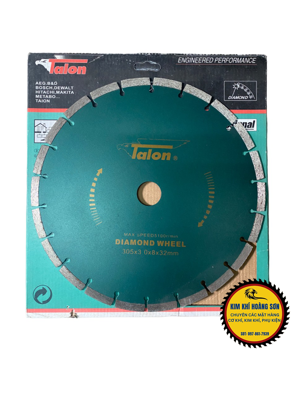 Lưỡi Cắt Gạch, Bê Tông, Đá Thương Hiệu Talon Răng Thưa - Răng Liền Kích thước 305 x 3.0 x 8 x 32 mm Chuyên Dụng