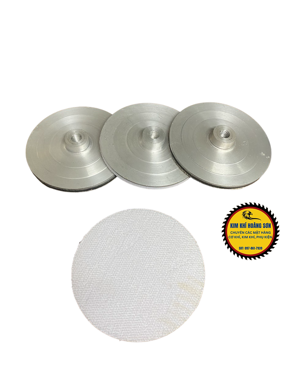 Đế dán chà nhám nhôm, đĩa nhôm, bát nhôm loại 1 tấc đường kính100mm lỗ trục 10mm siêu bền