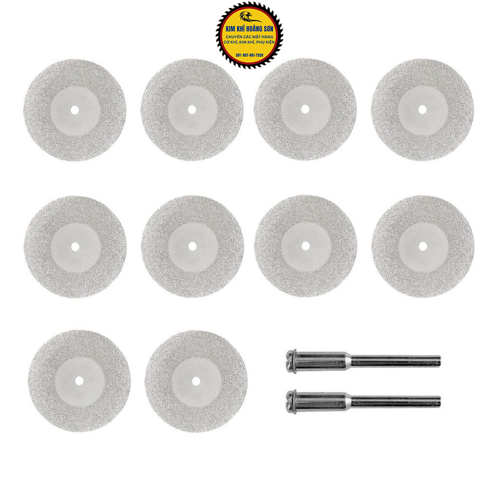 Bộ 10 Lưỡi Cắt Mini Đa Năng Đường Kính 30-60mm Kèm 2 Trục Gắn Máy - Chuyên Cắt Ngọc,Đá,Thủy Tinh,Gỗ,Nhựa,...