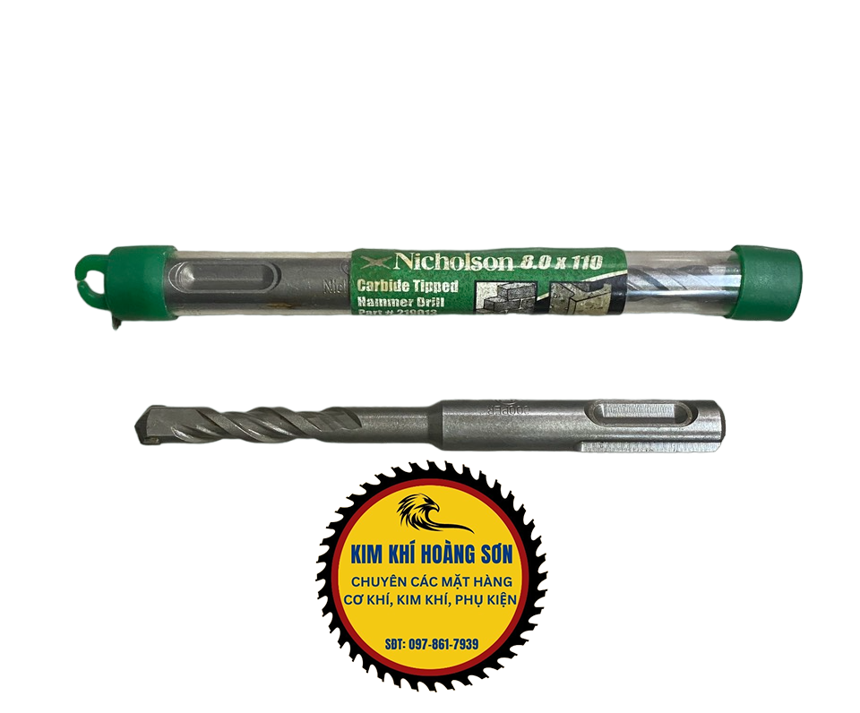 Mũi khoan bê tông 2 cạnh 6-12mm dài 110mm, Khoan tường Nicholson chuôi gài phủ Titanium chịu lực tốt