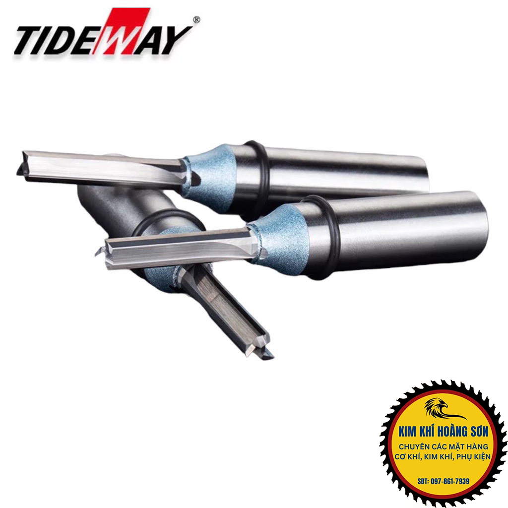 Mũi phay CNC cắt gỗ, Dao phay 3 cánh thẳng TCT Tideway cốt trục 12.7mm chất liệu hợp kim C45 cao cấp