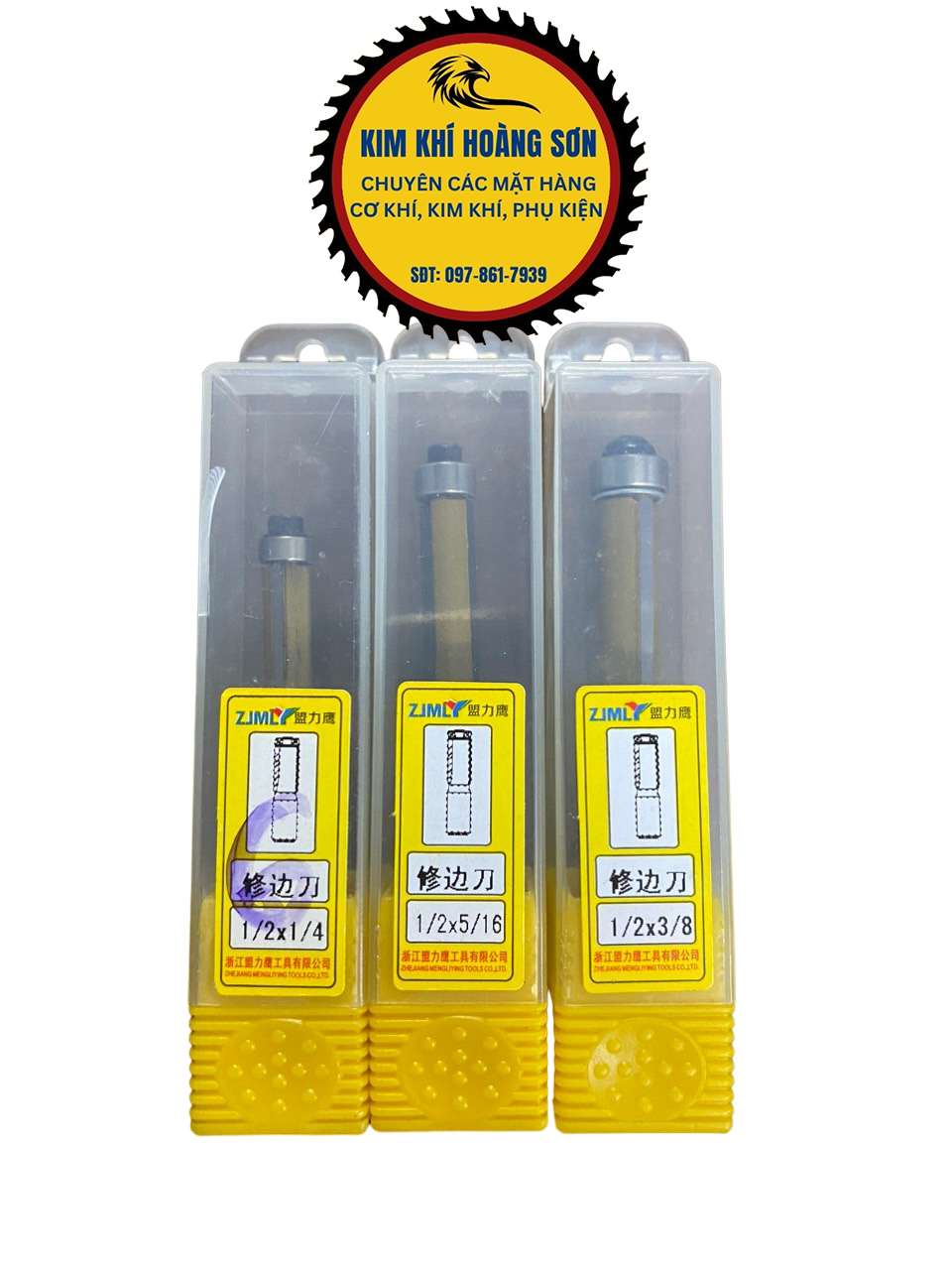Mũi phay gỗ thẳng có bi mũi soi lấy nền ZJMLY cốt 6.3mm + 12.7mm, kích thước mũi phay 6-12mm độ chính xác cao
