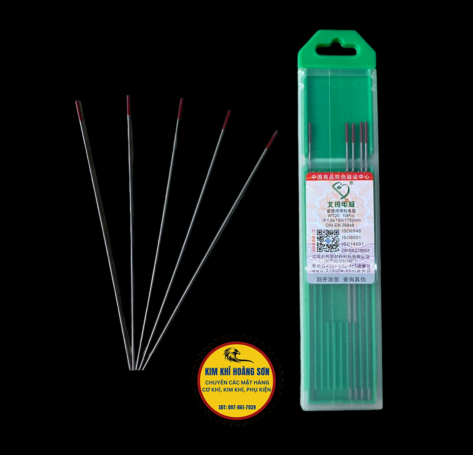 Bộ 10 Kim hàn Tig lạnh đầu hàn đỏ Tungsten kích thước 1.6x150mm - 2.4x150mm chuyên hàn inox sắt thép