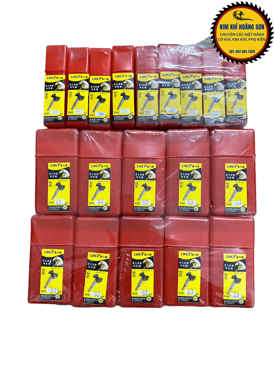 Mũi khoét gỗ lỗ tròn, Mũi khoan khoét gỗ vỏ đỏ ZJMLY 36mm - 100mm hợp kim chịu nhiệt, chịu mài mòn tốt
