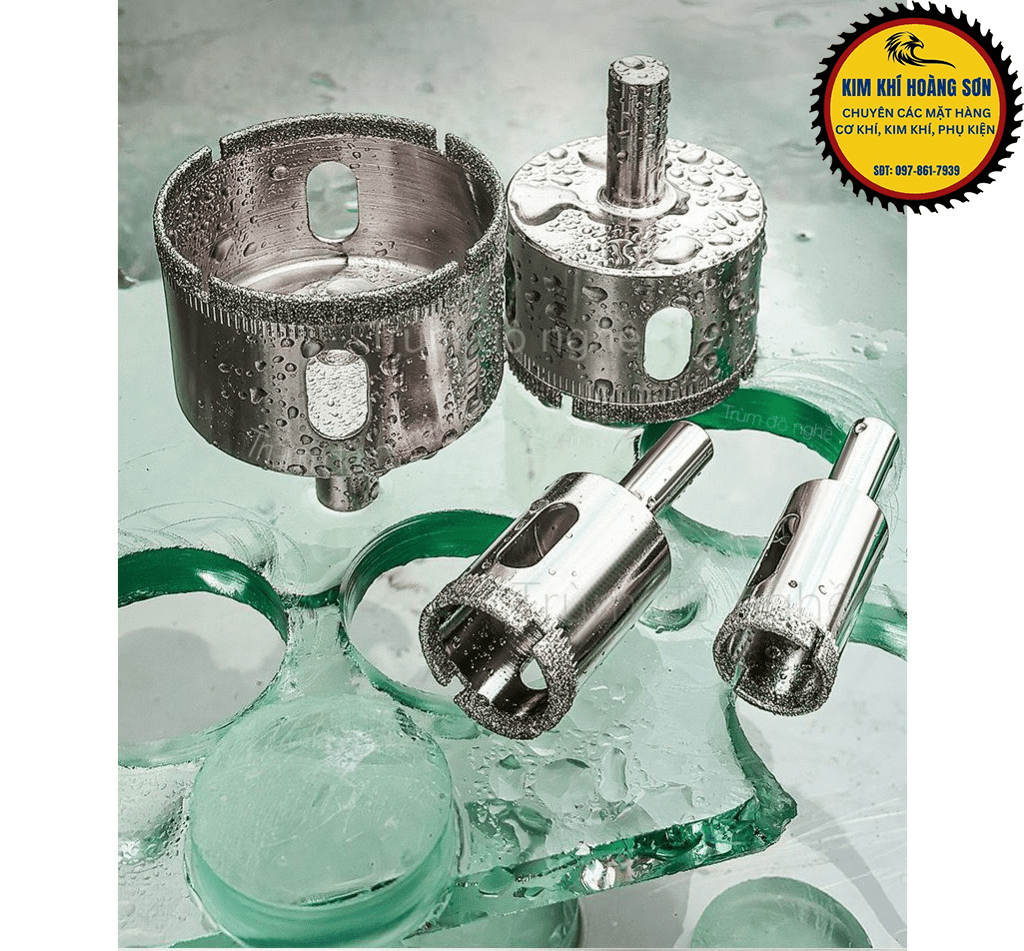 Mũi khoan kính gạch men cao cấp khoan đá cứng đường kính từ 28mm - 60mm, đầu mũi phủ kim cương dày khoan sắc bén