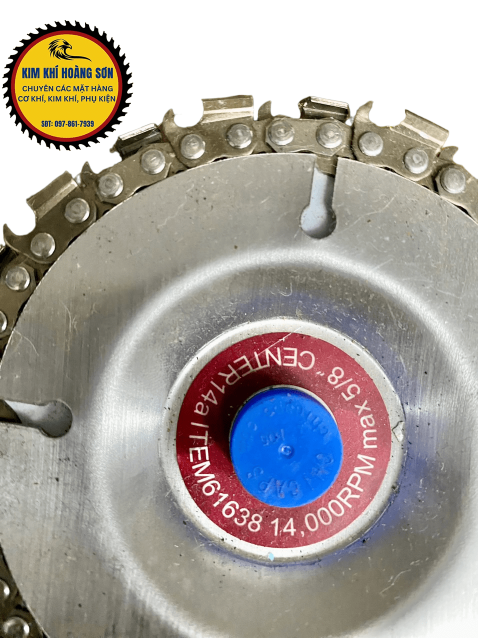 Đĩa cưa xích, lưỡi cưa xích cắt gỗ trục 16mm, chất liệu thép không gỉ siêu cứng, phay phá gỗ đa năng gắn máy mài cầm tay