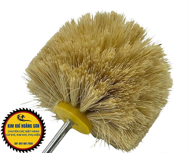 Chổi tre đánh bóng sản phẩm gỗ, đá, làm mịn bề mặt, sợi tre cao cấp siêu bền, có cán lắp máy khoan cầm tay