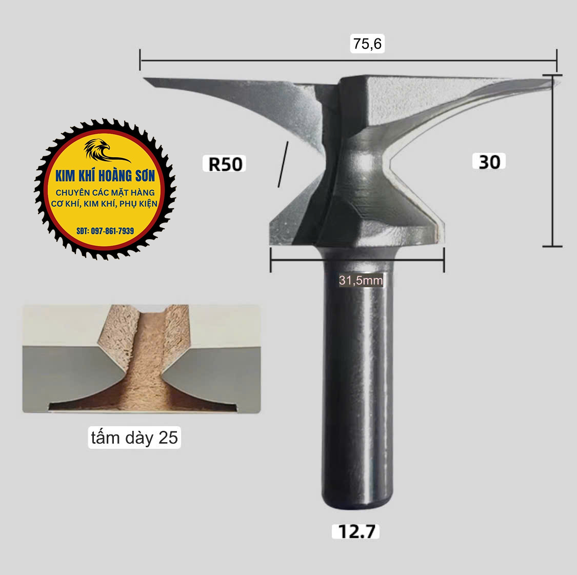 Mũi soi uốn cong gỗ CNC cốt trục 12.7mm phay bo cong 90 độ MDF góc R18 R30 R50 Tideway cao cấp