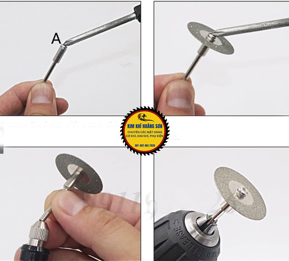 Bộ 10 Lưỡi Cắt Mini Đa Năng Đường Kính 30-60mm Kèm 2 Trục Gắn Máy - Chuyên Cắt Ngọc,Đá,Thủy Tinh,Gỗ,Nhựa,...
