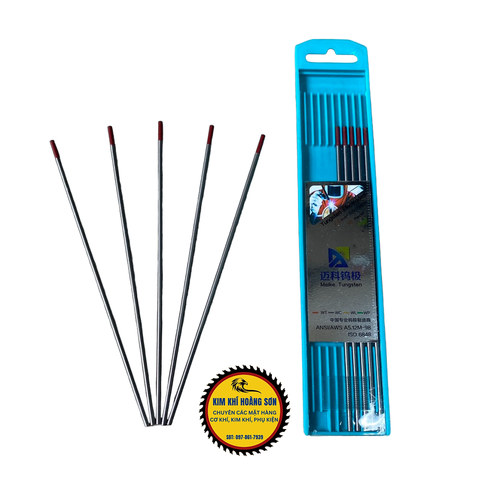 Bộ 10 Kim hàn Tig lạnh đầu hàn đỏ Tungsten kích thước 1.6x150mm - 2.4x150mm chuyên hàn inox sắt thép