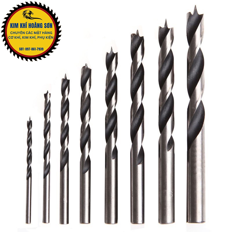 Bộ mũi khoan gỗ lỗ tròn đầu đinh định tâm khoan khoét 8 kích cỡ bằng thép tốc độ cao có hộp đựng