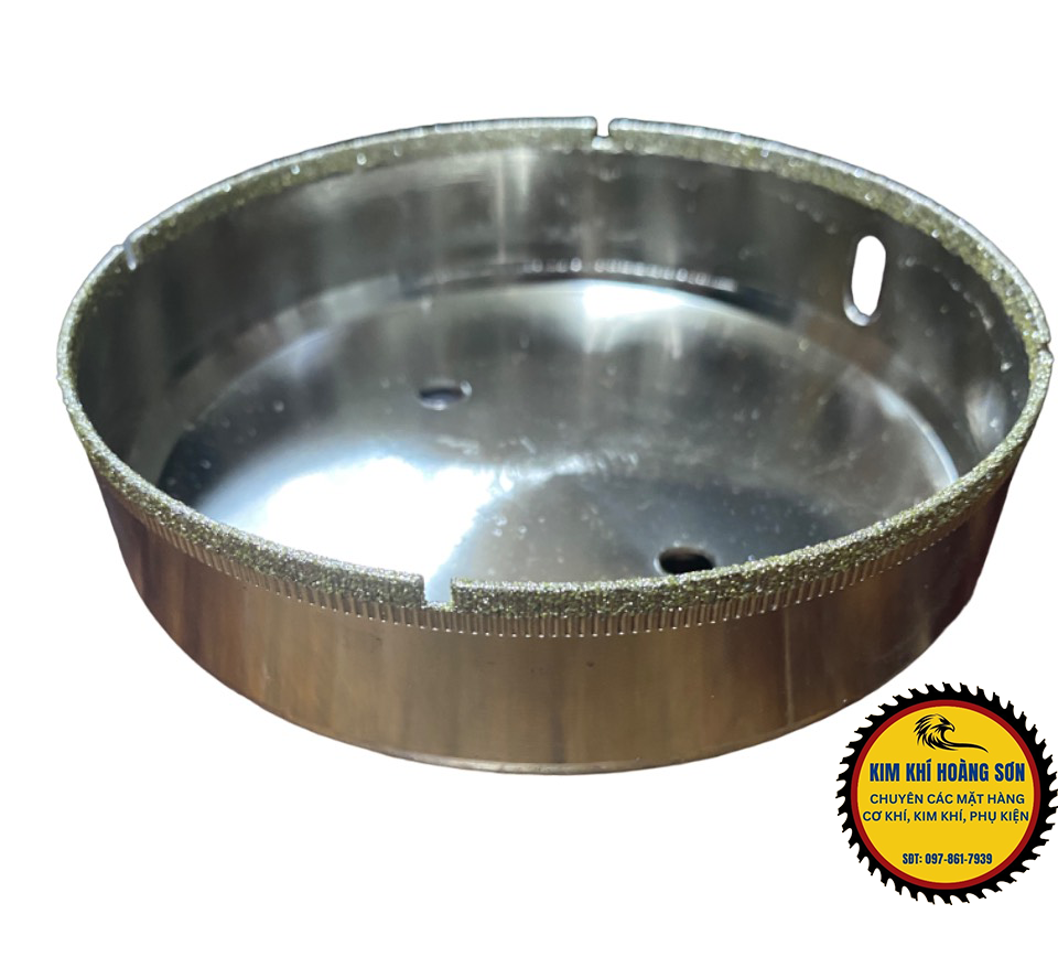 Mũi khoan kính, gạch men, khoan đá lỗ tròn đường kính từ 32mm - 120mm, đầu mũi phủ hạt kim cương sắc bén