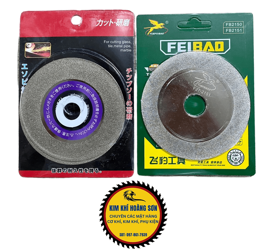 Đá cắt kính đỏ, xanh FEIBAO 100mm, Lưỡi mài kính 2 mặt phủ kim cương lỗ trục 20mm lớp cắt siêu mịn