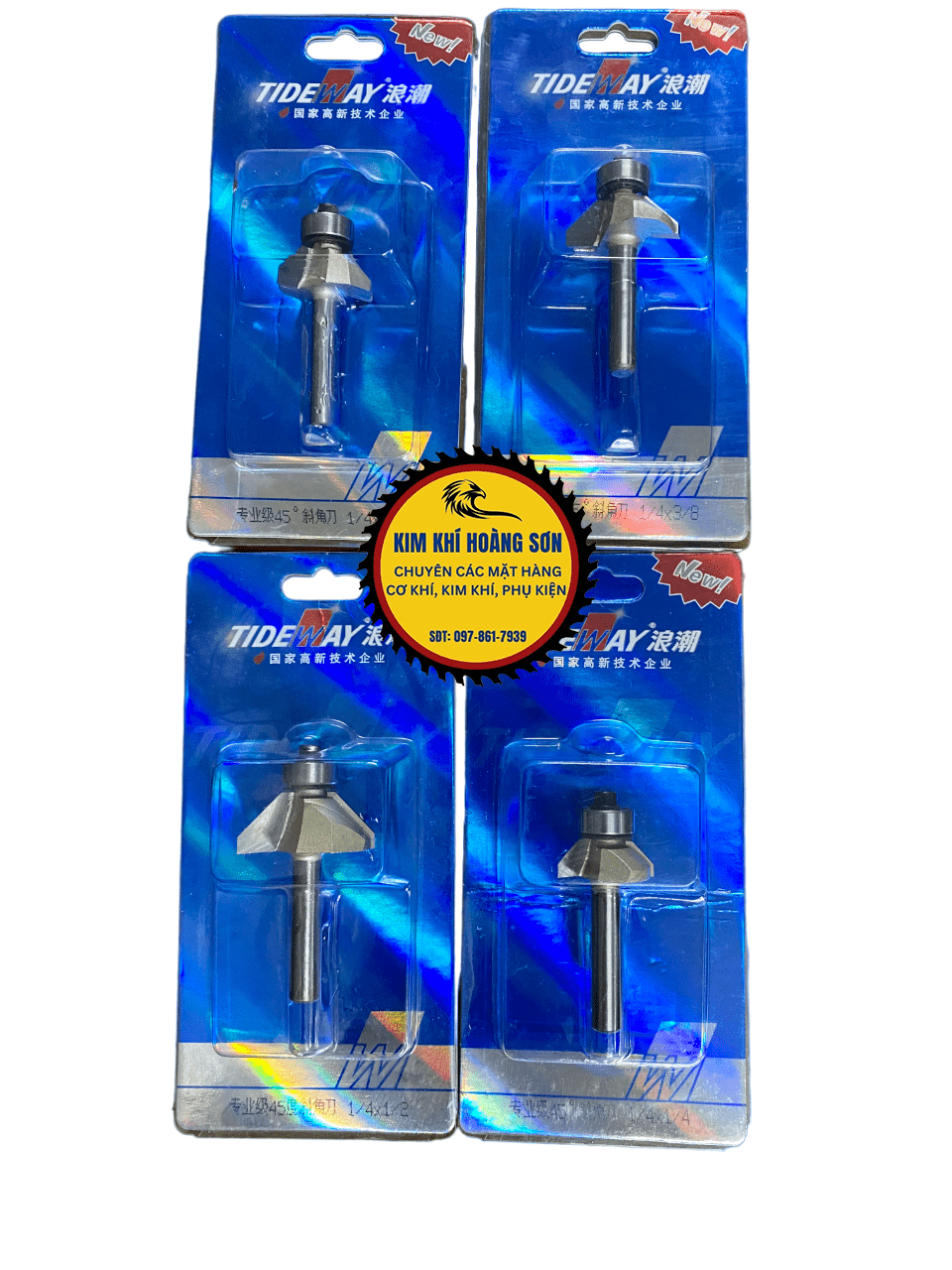 Mũi soi vát chữ V phay gỗ Alu CNC 45 độ có bi Tideway cao cấp cốt bé 6.3mm sử dụng cho máy phay, CNC