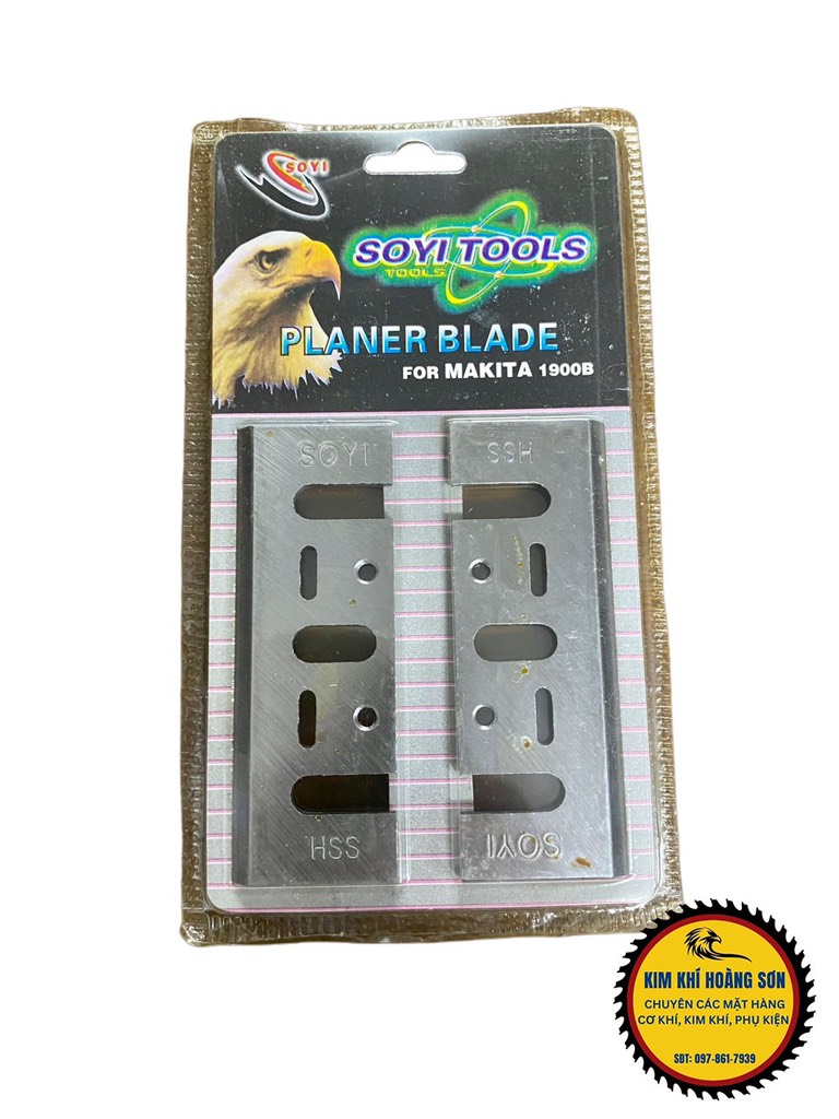 Bộ 2 lưỡi bào máy bào gỗ Makita 1900B, 90-2, HITACHI F20A thương hiệu SOYI dài 82mm hợp kim thép siêu bền