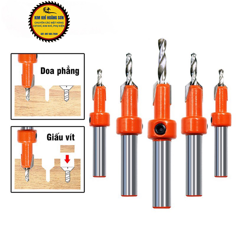 Mũi khoan mồi âm vít gỗ 2 tầng 3-4mm chất liệu thép cứng cao cấp, Mũi khoét âm hợp kim loạt tốt