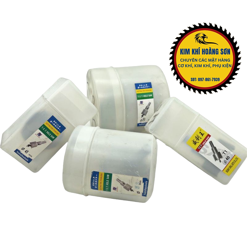 Mũi khoan khoét sắt lỗ tròn đầu hợp kim TCT vỏ trắng đường kính từ 36mm - 100mm chịu nhiệt tốt