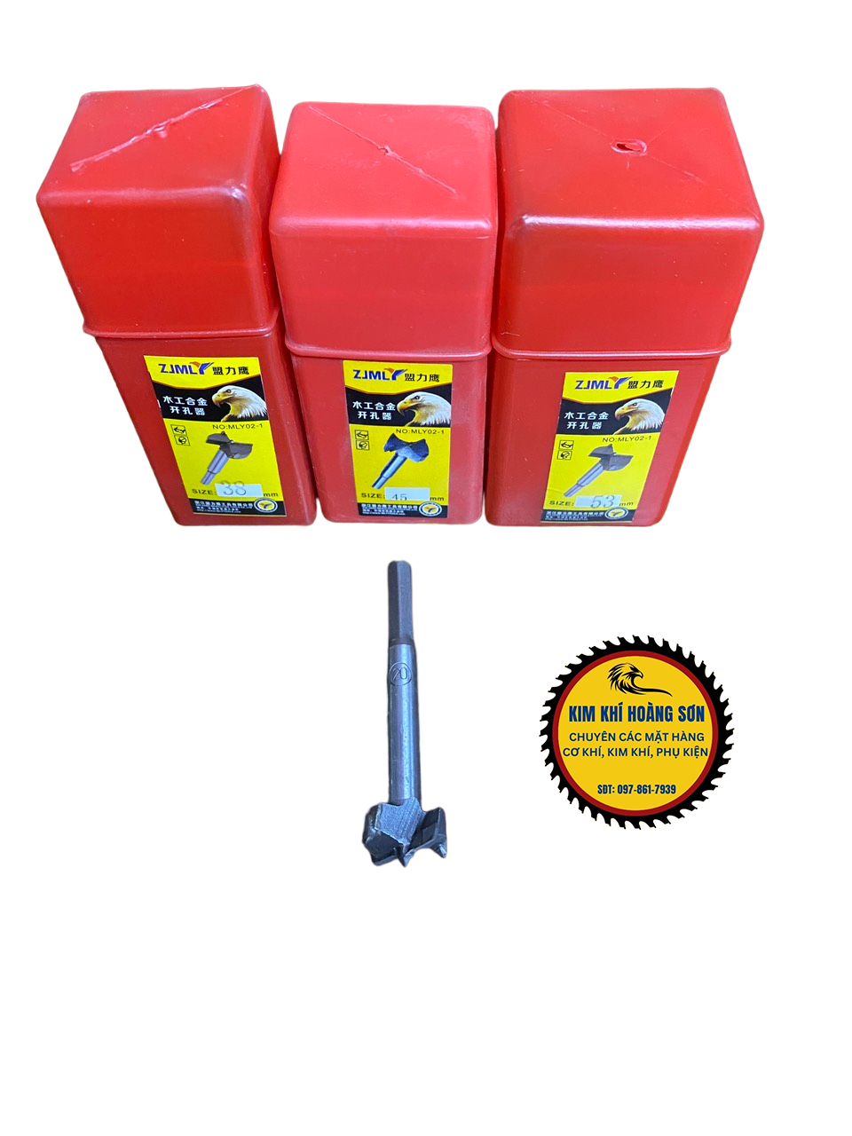 Mũi khoét gỗ lỗ tròn, Mũi khoan khoét gỗ vỏ đỏ ZJMLY 36mm - 100mm hợp kim chịu nhiệt, chịu mài mòn tốt