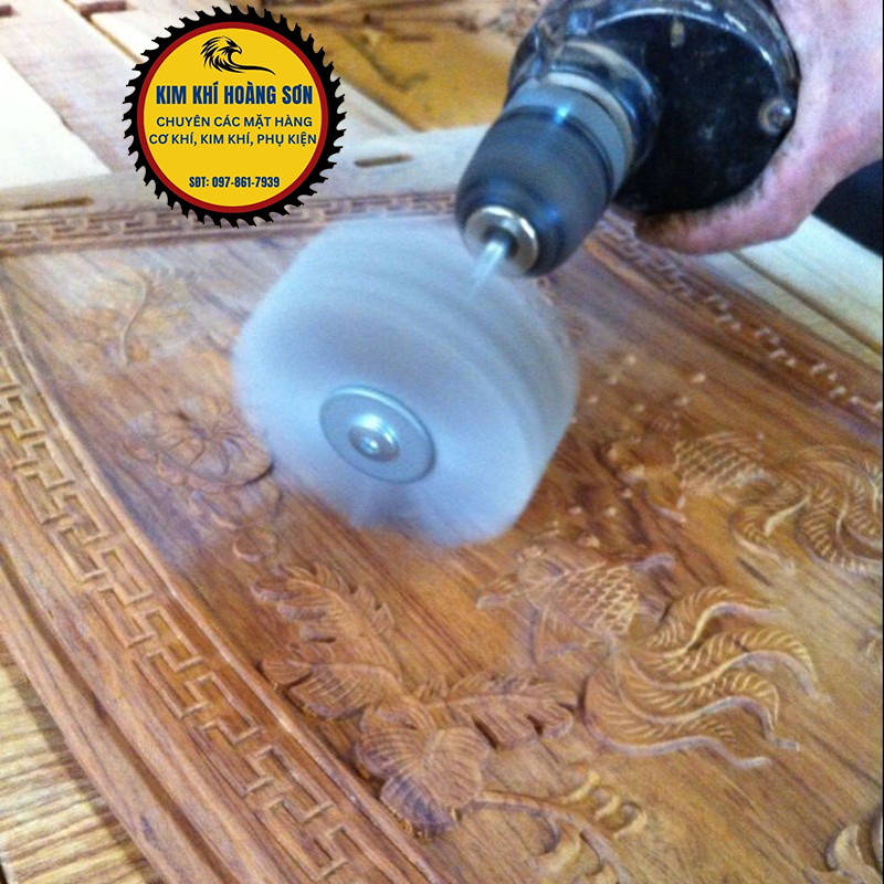 Chổi cước quật chà nhám, đánh bóng gỗ, Chổi cước đánh rỉ sắt quật gỗ có thể lắp máy khoan cầm tay