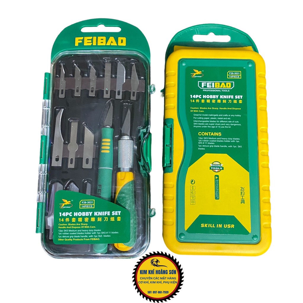 Bộ dao điêu khắc gỗ chạm trổ giấy tỉa hoa quả bút chì ghép cây chuyên nghiệp 14 PCS FEIBAO F28-3031