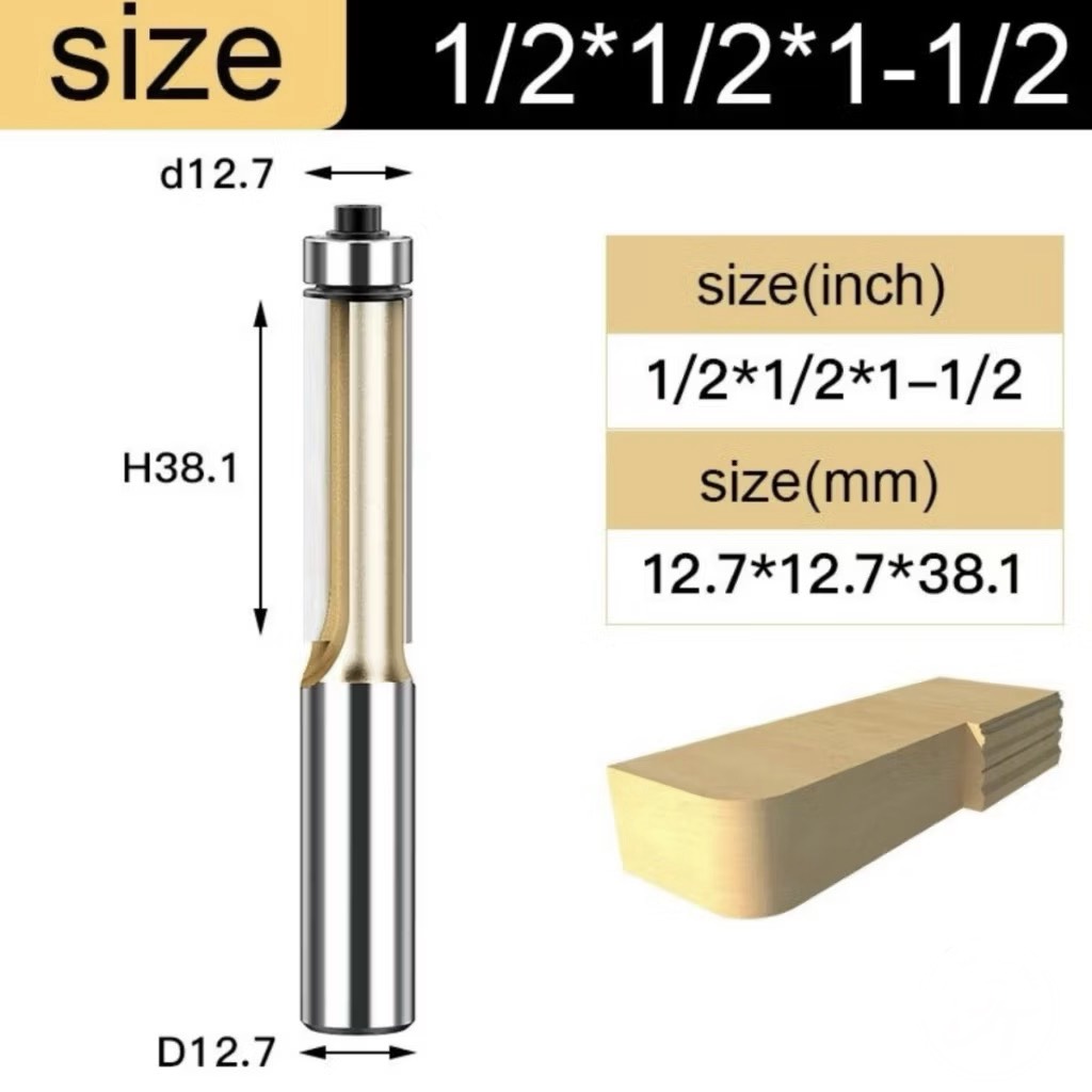 Mũi soi gỗ thẳng CNC lấy nền, Mũi phay TIDEWAY cốt 6.3mm và 12.7mm có bi sử dụng cho máy phay, máy cắt CNC