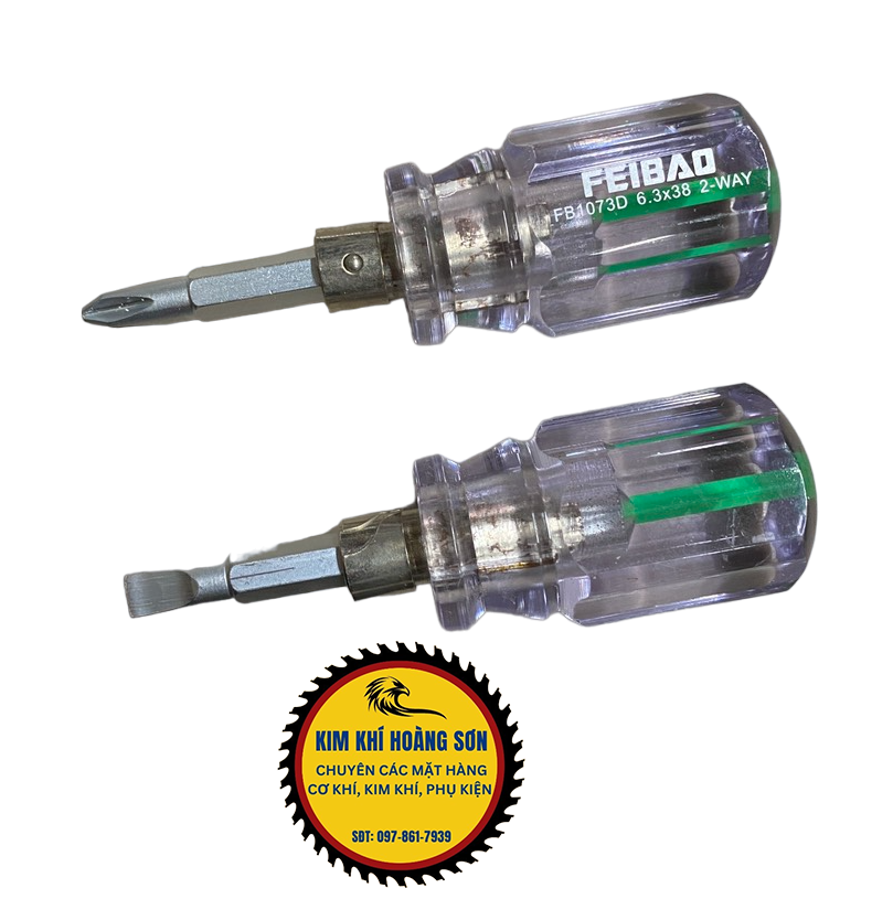 Tô Vít Ngắn Đảo Chiều 2 - 4 Cạnh Đa Năng Feibao Màu Xanh Kích Thước 6.3 x 38 mm Cho Vị trí Chật Hẹp Nhỏ Gọn